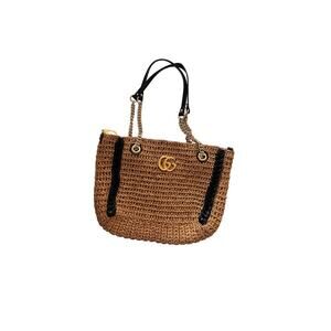 Gucci Small GG Mormont Raffia woven tote